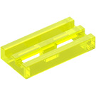 LEGO Läpinäkyvä neonvihreä Laatta 1 x 2 Säleikkö (pohjauralla) (2412 / 30244)