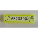 LEGO Transparent Neon Green Tile 1 x 4 with License Plate 'ARJ3200', Spider Web, Cracks and Rivets Pattern Sticker (2431)