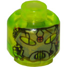 LEGO Transparent Neon Green UFO Alien Blue Head (Safety Stud) (3626)