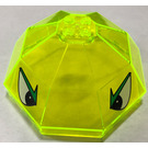 LEGO Transparant Neon Groen Voorruit 10 x 10 x 4 Octagonal Overkapping met Ogen Sticker (2598)