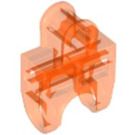 LEGO Transparent Neon Reddish Orange Ball Connector with Perpendicular Axleholes and Vents and Side Slots (32174)