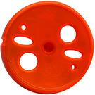 LEGO Transparent Neon Reddish Orange Bionicle Disk with Circular and Oval Cutouts