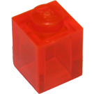 LEGO Transparant neon roodachtig oranje Steen 1 x 1 (3005 / 30071)