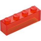 LEGO Transparentes neonrötliches Orange Stein 1 x 4 ohne Unterrohre (3066 / 35256)