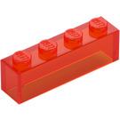 LEGO Transparent Neon Reddish Orange Brick 1 x 4 without Bottom Tubes (3066 / 35256)