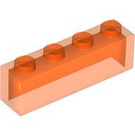 LEGO Transparentes Neonrot-Orange Backstein 1 x 4 ohne Unterrohre (3066 / 35256)