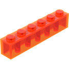 LEGO Orange rougeâtre néon transparent Brique 1 x 6 (3009)