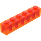 LEGO Gennemsigtig neon rødlig orange Klods 1 x 6 (3009 / 30611)