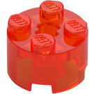 LEGO Transparentní neonová červenooranžová Kostka 2 x 2 Kolo (3941 / 6143)