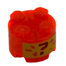 LEGO Transparent Neon Reddish Orange Brick 2 x 2 Round with Question Mark Sticker (3941)
