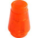 LEGO Transparant Neon Roodachtig Oranje Kegel 1 x 1 met Top groef (28701 / 59900)