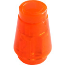 LEGO Transparent Neonrödaktig Orange Kon 1 x 1 med topp skåror (28701 / 59900)