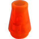 LEGO Gennemsigtig neon rødlig orange Cone 1 x 1 uden top rille (4589 / 6188)