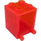 LEGO Transparant Neon Roodachtig Oranje Container 2 x 2 x 2 met verzonken noppen (4345 / 30060)