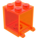 LEGO Orange rougeâtre néon transparent Récipient 2 x 2 x 2 avec des tenons pleins (4345)