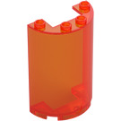 LEGO Transparent Neon Reddish Orange Cylinder 2 x 4 x 5 Half (35313 / 85941)