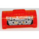 LEGO Transparent Neon Reddish Orange Cylinder 3 x 8 x 5 Half with 3 Holes with 'LOCK', '207 C' and Pipes Pattern Sticker (15361)