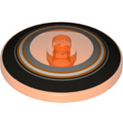 LEGO Transparentes Neonrot-Orange Dish 4 x 4 mit Schwarz, Orange und Silber Circles (Solider Bolzen) (3960 / 38941)