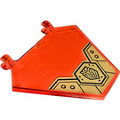 LEGO Transparent Neon Reddish Orange Flag 5 x 6 Hexagonal with Lionking Head on Golden Sticker with Thick Clips (17979)
