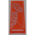 LEGO Transparent Neon Reddish Orange Flag 7 x 3 with Bar Handle with Lion Head with Crone Sticker (30292)