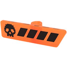 LEGO Transparant Neon Roodachtig Oranje Gameplayer Label met Zwart Skull en Strepen Patroon