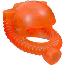 LEGO Transparant neon roodachtig oranje Helm met Slang en Mouthpiece (30038 / 30243)