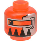 LEGO Transparent Neon Reddish Orange Magma Commander Head (Safety Stud) (3626 / 87226)