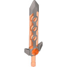 LEGO Transparent Neon Reddish Orange Nexo Knights Sword with Flat Silver