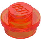 LEGO Transparant neon roodachtig oranje Plaat 1 x 1 Rond (6141 / 30057)