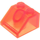 LEGO Transparent Neonrödaktig Orange Backe 2 x 2 (45°) (3039 / 6227)