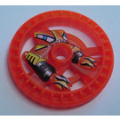 LEGO Transparant Neon Roodachtig Oranje Technic Disk 5 x 5 met Vlam (32358)