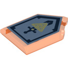 LEGO Transparant Neon Roodachtig Oranje Tegel 2 x 3 Pentagonal met Backfire Power Schild (22385 / 26001)