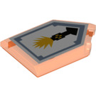 LEGO Transparant Neon Roodachtig Oranje Tegel 2 x 3 Pentagonal met Flash Kanon Power Schild (22385 / 24508)
