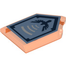 LEGO Transparentes Neonrot-Orange Fliese 2 x 3 Pentagonal mit Hawk Holler Power Schild (22385 / 24379)