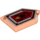 LEGO Transparent Neon Reddish Orange Tile 2 x 3 Pentagonal with Toxic Sting Power Shield (22385 / 25818)