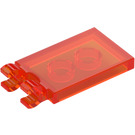 LEGO Transparentes neonrötliches Orange Fliese 2 x 3 mit Horizontal Clips (Dick geöffnete O-Clips) (30350 / 65886)