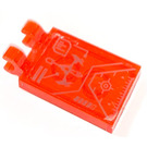 LEGO Transparant Neon Roodachtig Oranje Tegel 2 x 3 met Horizontaal Clips met Control Paneel Sticker (Dikke open 'O'-clips) (30350)