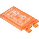 LEGO Transparant Neon Roodachtig Oranje Tegel 2 x 3 met Horizontaal Clips met Fortrex Readout Sticker (Dikke open 'O'-clips) (30350)