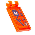 LEGO Transparent Neon Reddish Orange Tile 2 x 3 with Horizontal Clips with 'Hitech' in Ninjargon Sticker (Thick Open 'O' Clips) (30350)