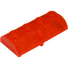 LEGO Transparent Neonrödaktig Orange Skattkista Lock 2 x 4 med tjockt gångjärn (4739 / 29336)