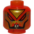 LEGO Transparent Neon Reddish Orange UFO Alien Gray Head (Safety Stud) (3626)