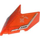 LEGO Transparent Neon Reddish Orange Windscreen 6 x 4 x 1.3 with Point with Silver Circuitry and Black Vents Pattern on Both Sides Sticker (22483)