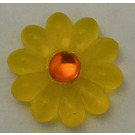 LEGO Transparent Neon Yellow Clikits Flower with 10 Petals with Transparent Neon Orange Center