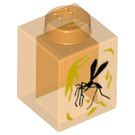 LEGO Transparant oranje Steen 1 x 1 met Mosquito in Amber Decoratie (3005 / 68818)