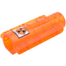 LEGO Transparentes Orange Zylinder 9 x 4 x 2 mit 'High Risk Area' Aufkleber (58947)