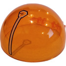 LEGO Transparent Orange Dome 6 x 6 x 3 with Hinge Stubs with Lines and Target Sticker (50747)