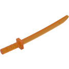 LEGO Gennemsigtig orange Sværd med firkantet beskyttelse og kappeklædt Pommel (Shamshir) (21459)