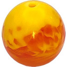 LEGO Gjennomsiktig oransje Technic Bionicle Ball 16.5 mm med Marmorert Gul (15365 / 95753)