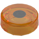 LEGO Transparant oranje Tegel 1 x 1 Rond met Zilver Dot (35380)