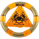 LEGO Transparent Orange Treasure Ring with Gold Bands and Crab (89160)